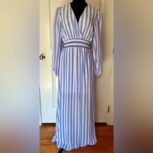 Avec Les Filles Blue and White Striped Dress